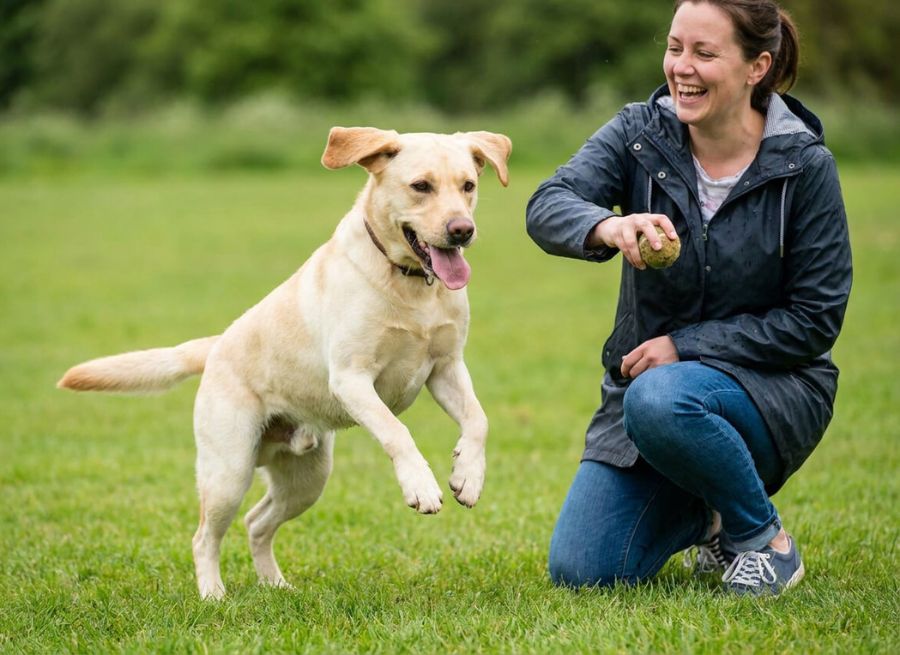 Happy dog running. 